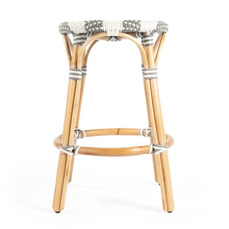 Grey & White Rattan Counter Stool M1050