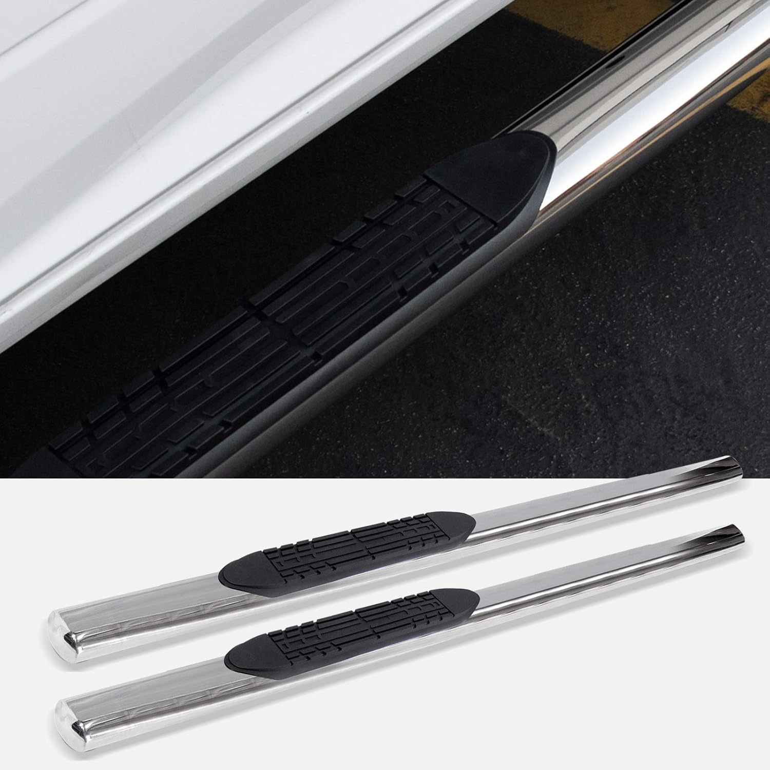 4 Oval Side Step Nerf Bars Stainless Steel R1231