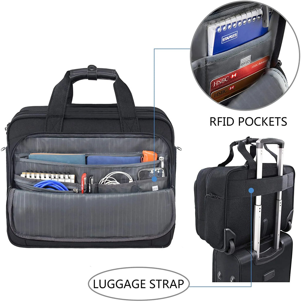 Rolling Laptop Bag Briefcase for 17.3" Laptop, Black T235