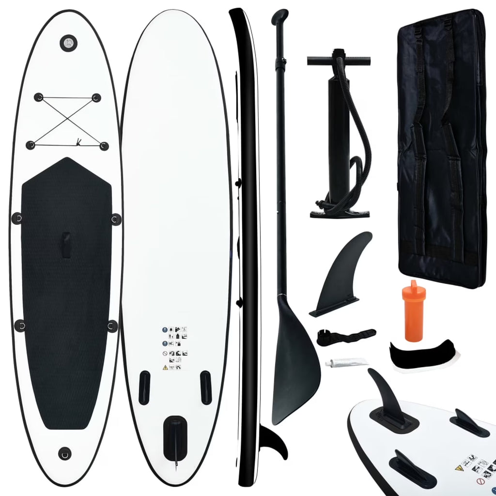 Inflatable Paddleboard Set Black and White O86929