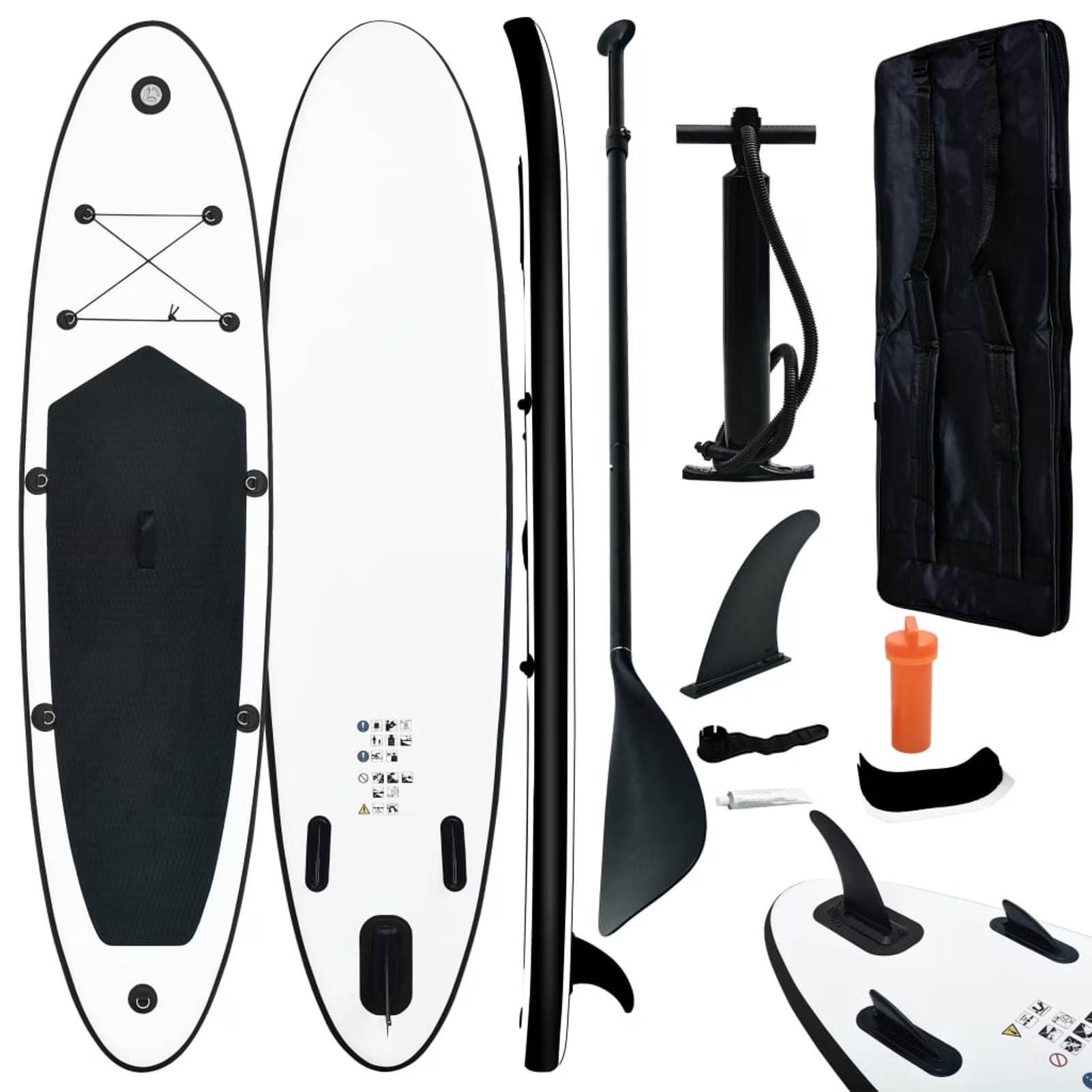 Inflatable Paddleboard Set Black and White O86929