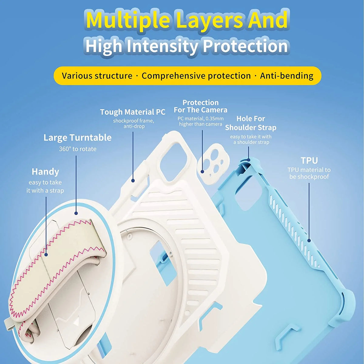 Heavy Duty Protective Cover with Rotating Hand Strap & Stand for Xiaomi Mi Pad 5 Pro 12.4 inch H469282