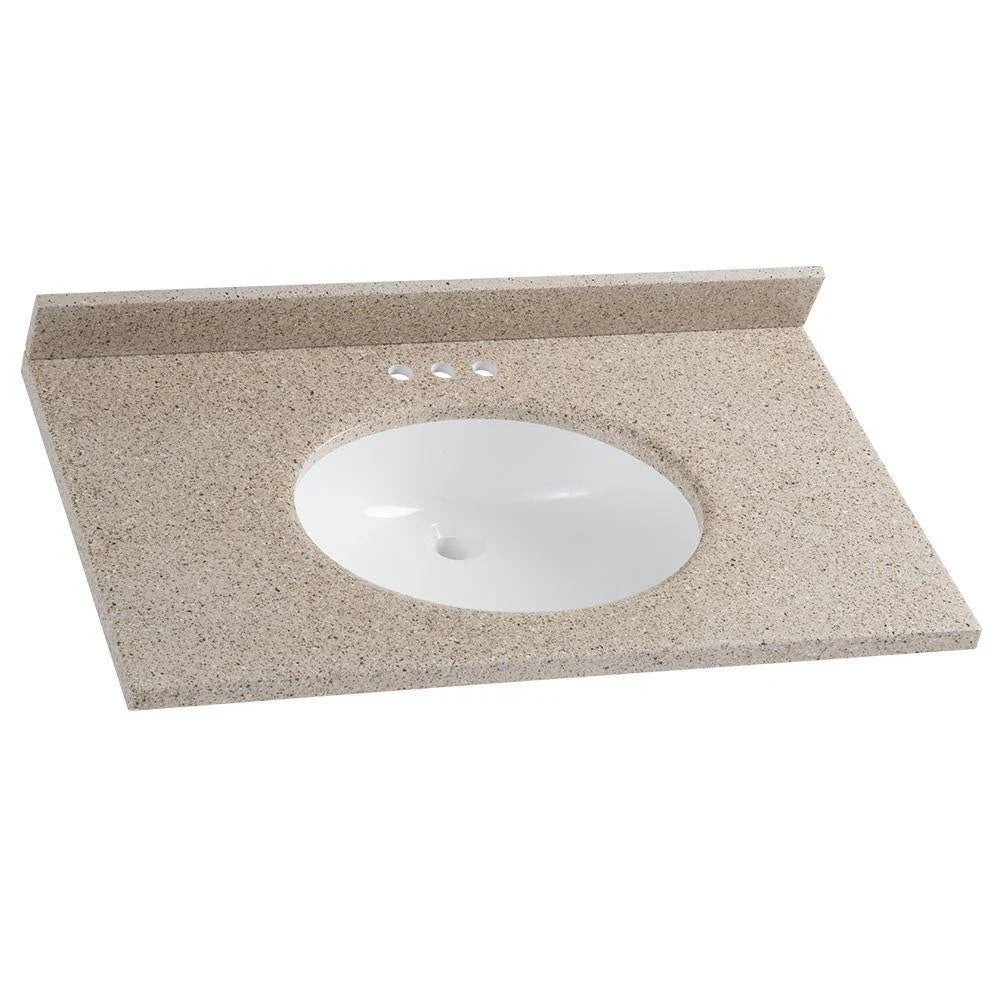 Solid Surface Vanity Top in Caramel with White Sink Y429