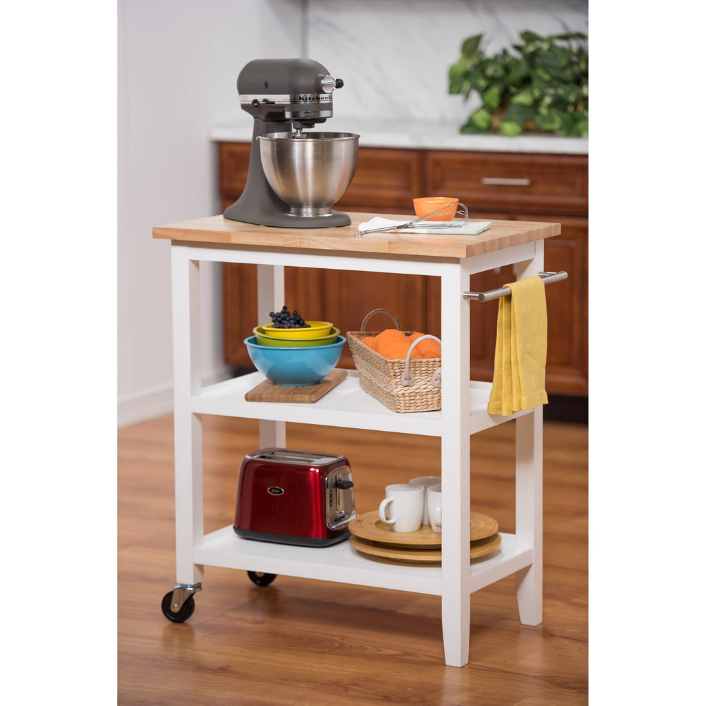 White Wood Kitchen Cart Y7884