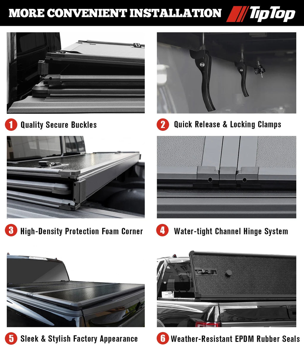 Tri-Fold Hard Tonneau Cover Truck Bed FRP U294