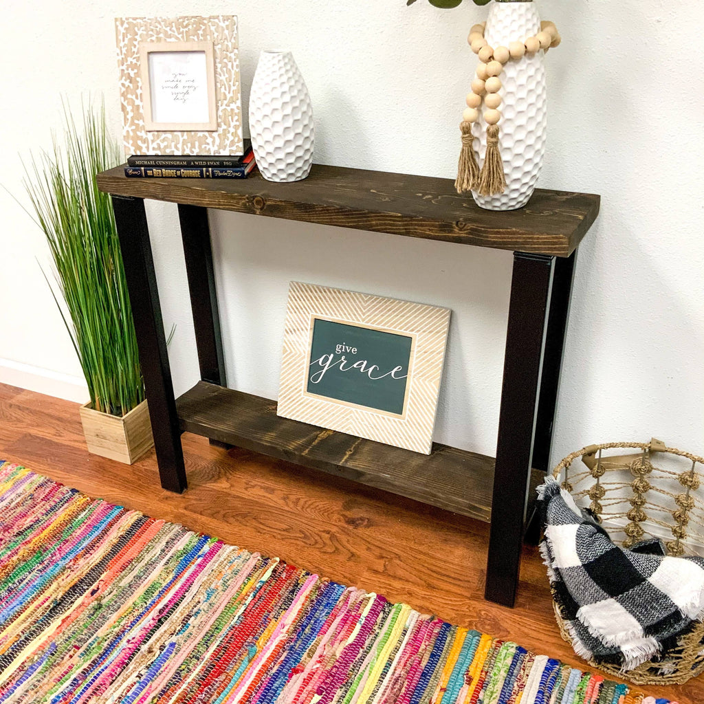Dark Walnut Solid Wood Console Table L158