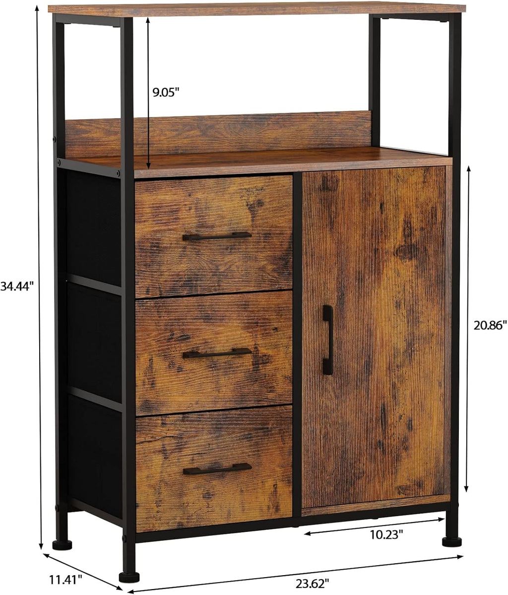Storage Cabinet with 3 Drawers and Door Wood O49590