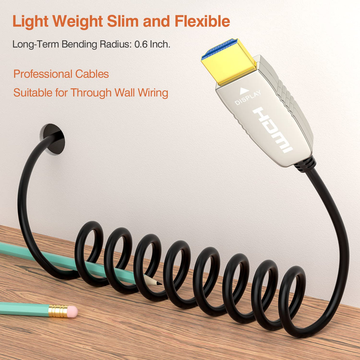 Fiber HDMI Cable 4K60HZ HDR 100 feet HDMI2.0b Cable, 18.2 Gbps, ARC, HDR10, Dolby Vision, HDCP2.2, 4:4:4, Ultra Slim and Flexible HDMI Optic Cable 30m U296