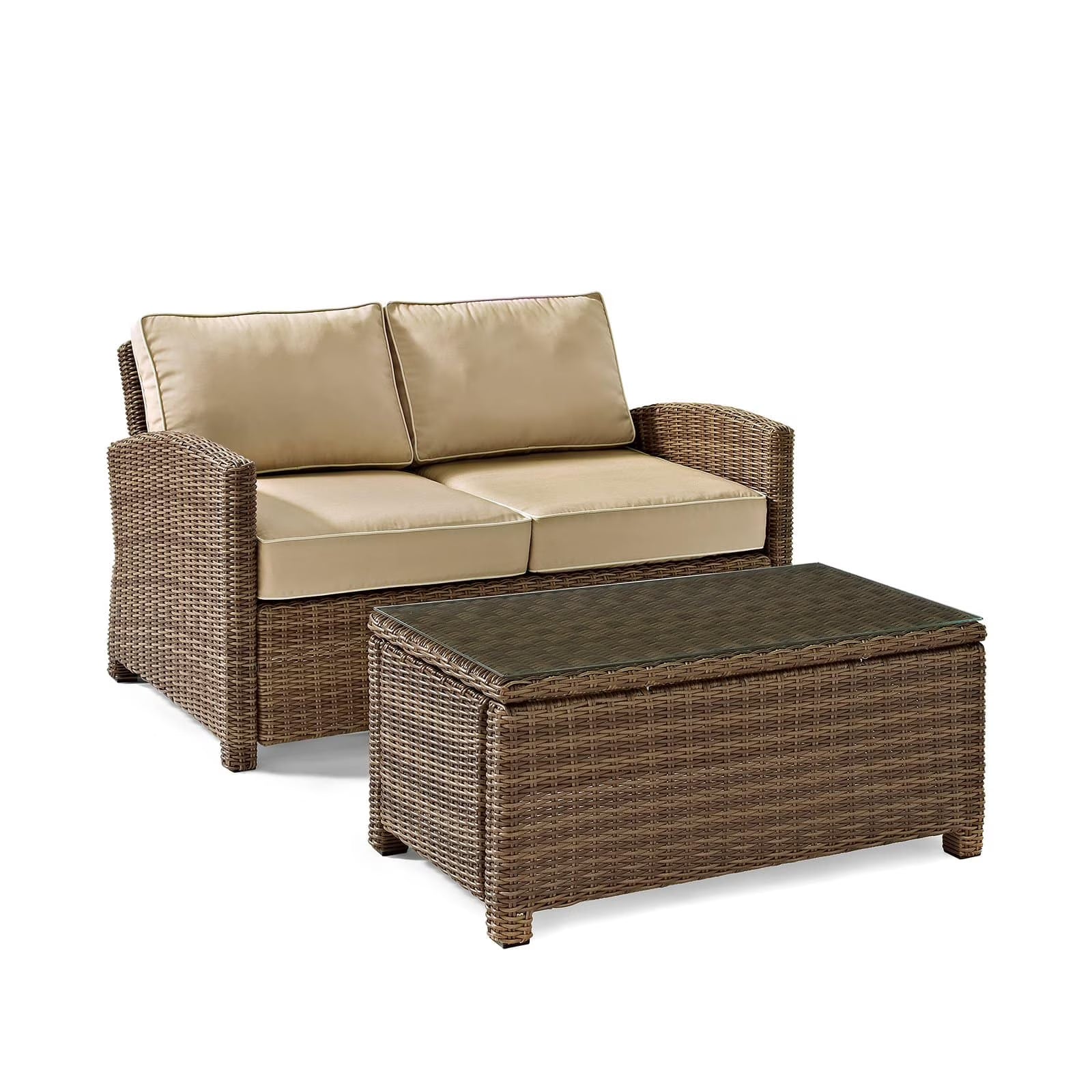 2 Piece Fabric Patio Sofa Set in Brown and Sand R88846