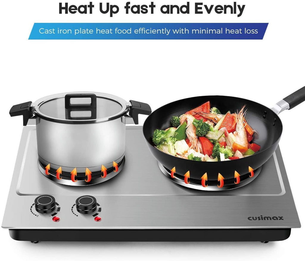 1800W Electric Double Burner Countertop Cast Iron Hot Plate E8441