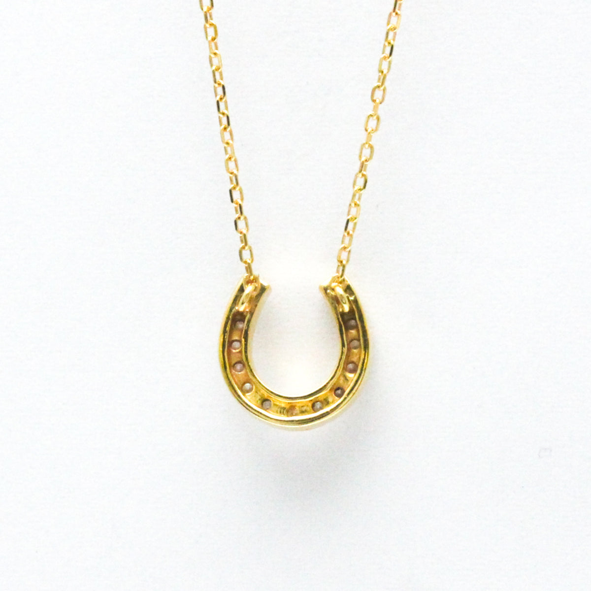 18K Yellow Gold Horseshoe Diamond Pendant Necklace Z160
