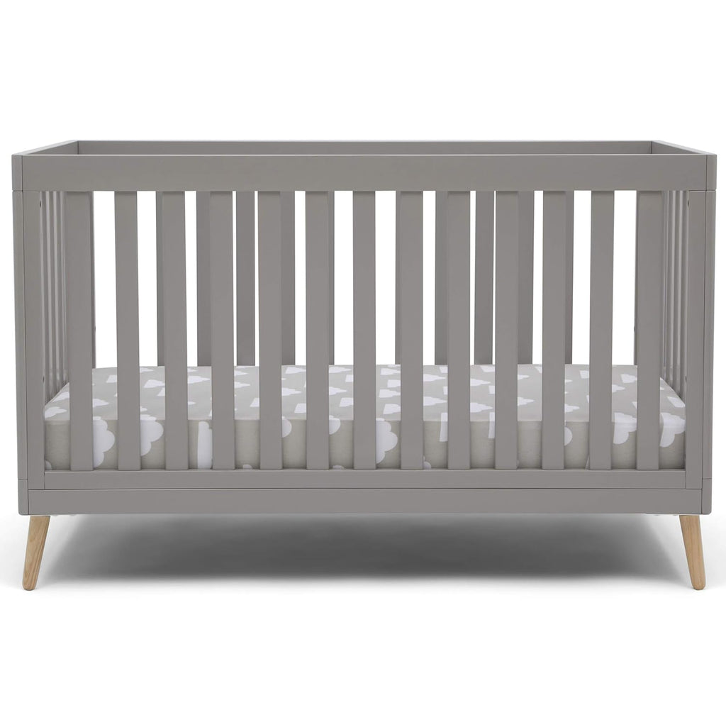 4-in-1 Convertible Baby Crib, Bianca White with Natural Legs X208