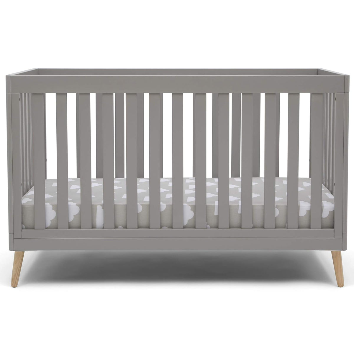 4-in-1 Convertible Baby Crib, Bianca White with Natural Legs X208