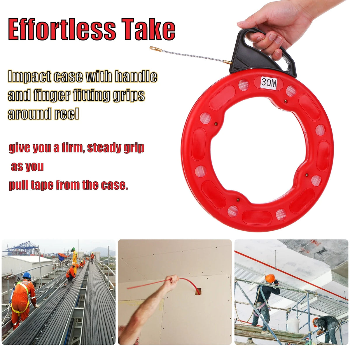 Fiberglass Fish Tape Reel Puller with Impact Case X625178