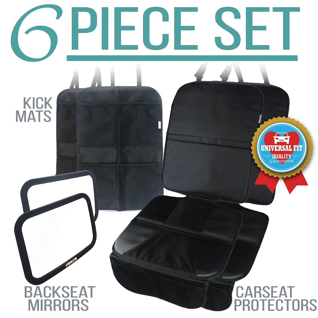 Double Baby Car Bundle - Car Seat Protector Cover, Baby Car Mirror, Kick Mat Organizer J57277