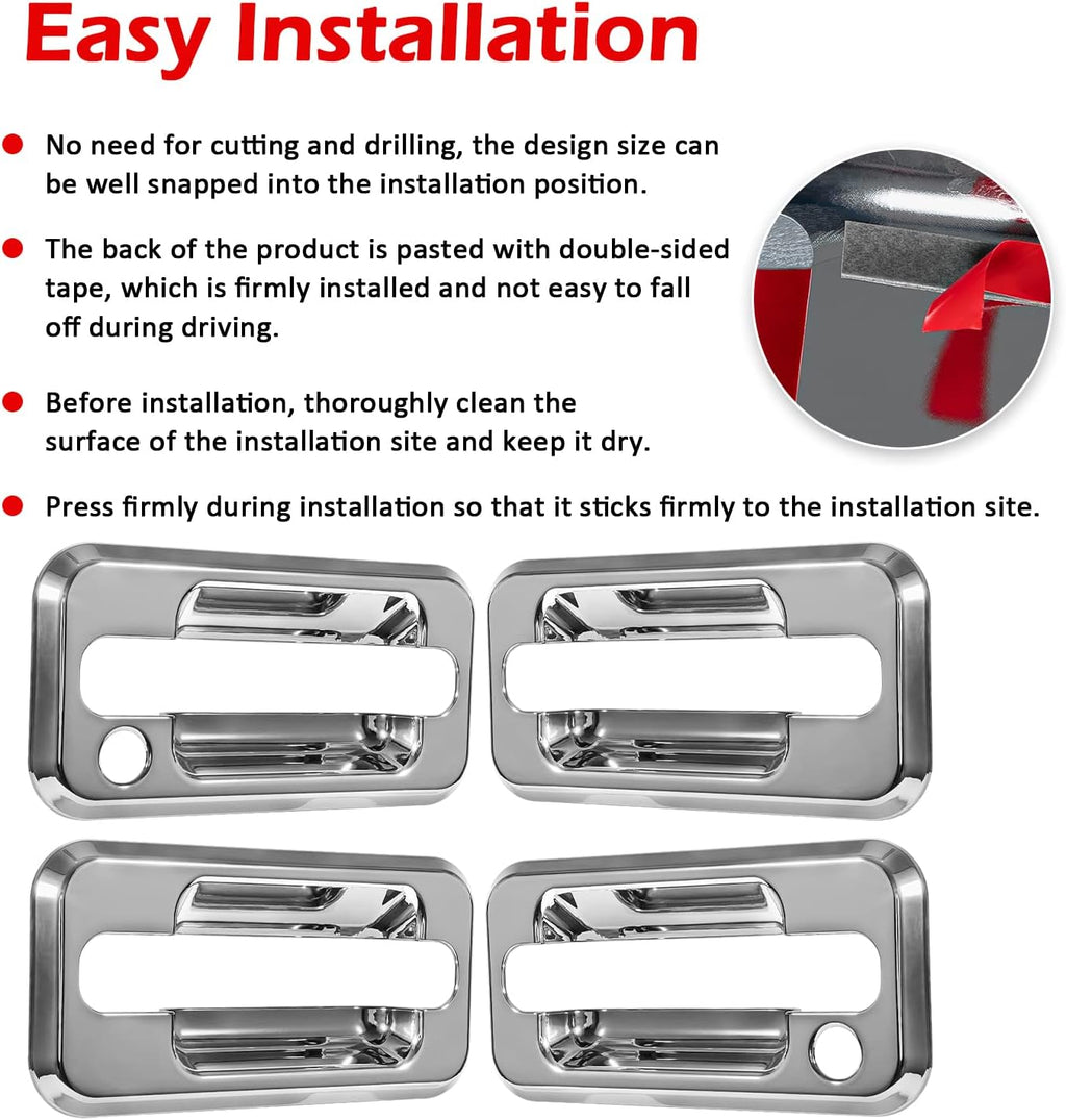 Chrome Door Handle Cover Trims Bezel with Key Hole Pack of 2 C6540