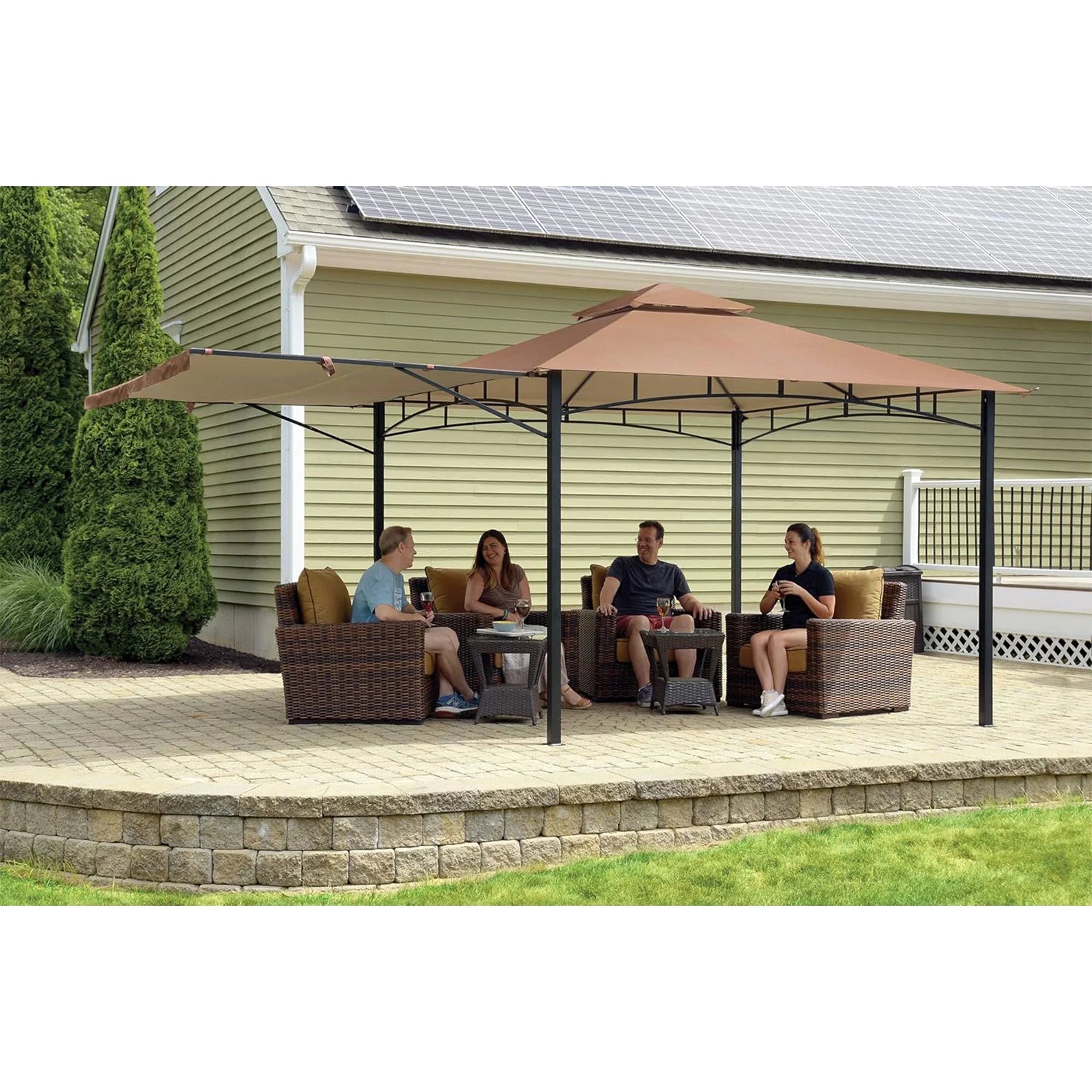 Redwood Gazebo with Retractable Awning B1681
