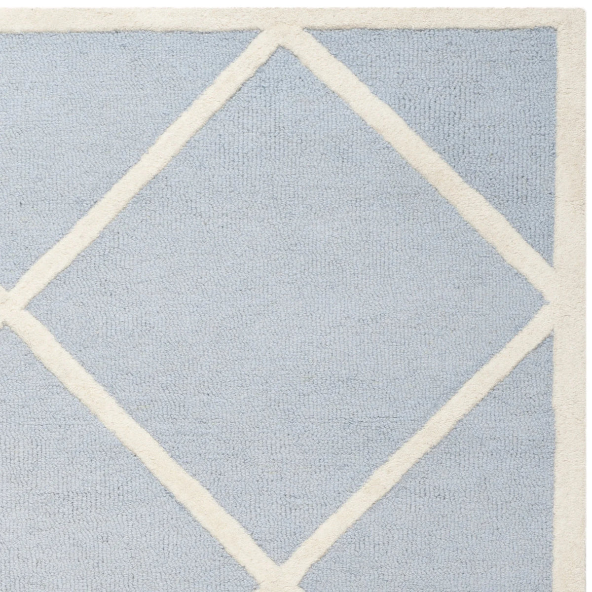 Geometric Diamonds Wool Area Rug, Light Blue/Ivory, 5' x 8' U551186