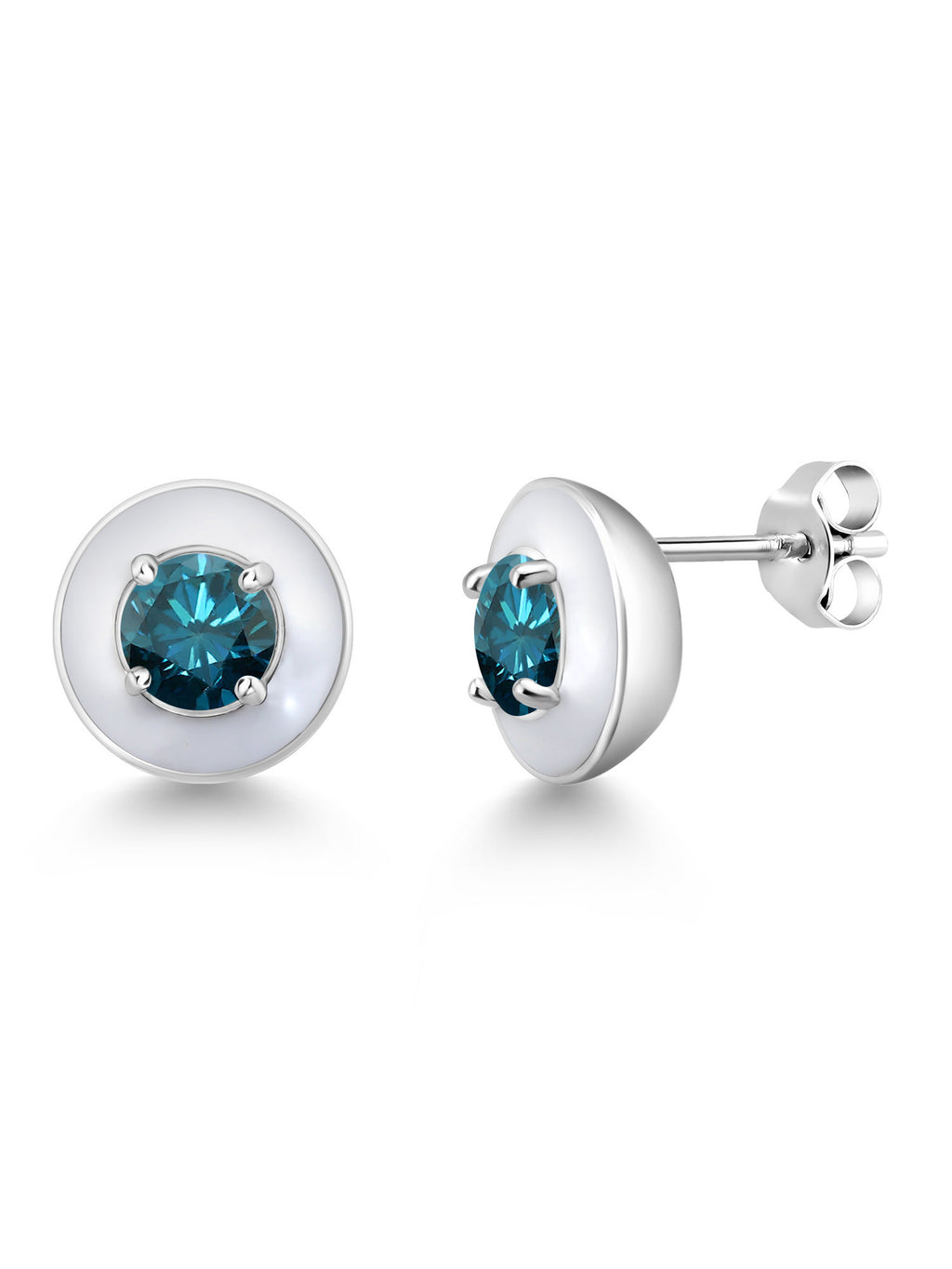 1.10 Ct Round Blue Diamond Stud Earrings B549