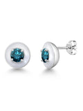 1.10 Ct Round Blue Diamond Stud Earrings B549