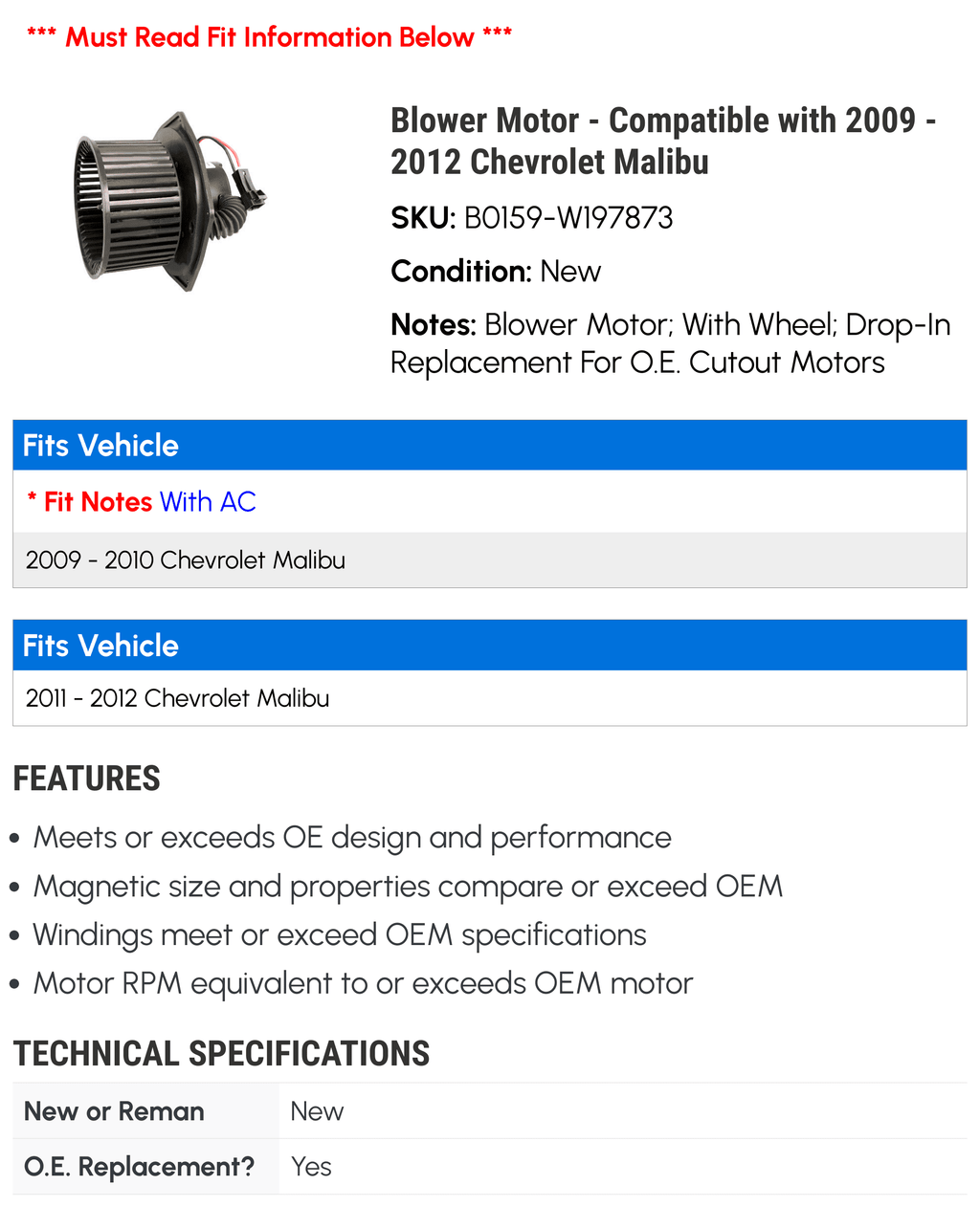 Blower Motor O3562