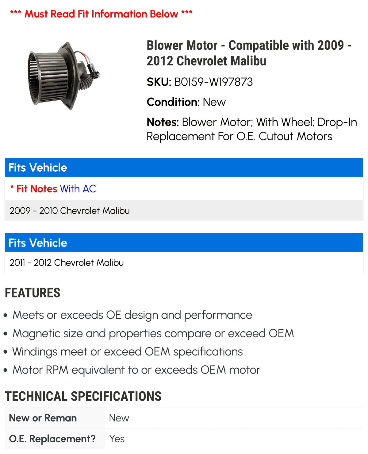 Blower Motor O3562
