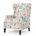 White and Blue Fabric Wing Back Recliner M18865