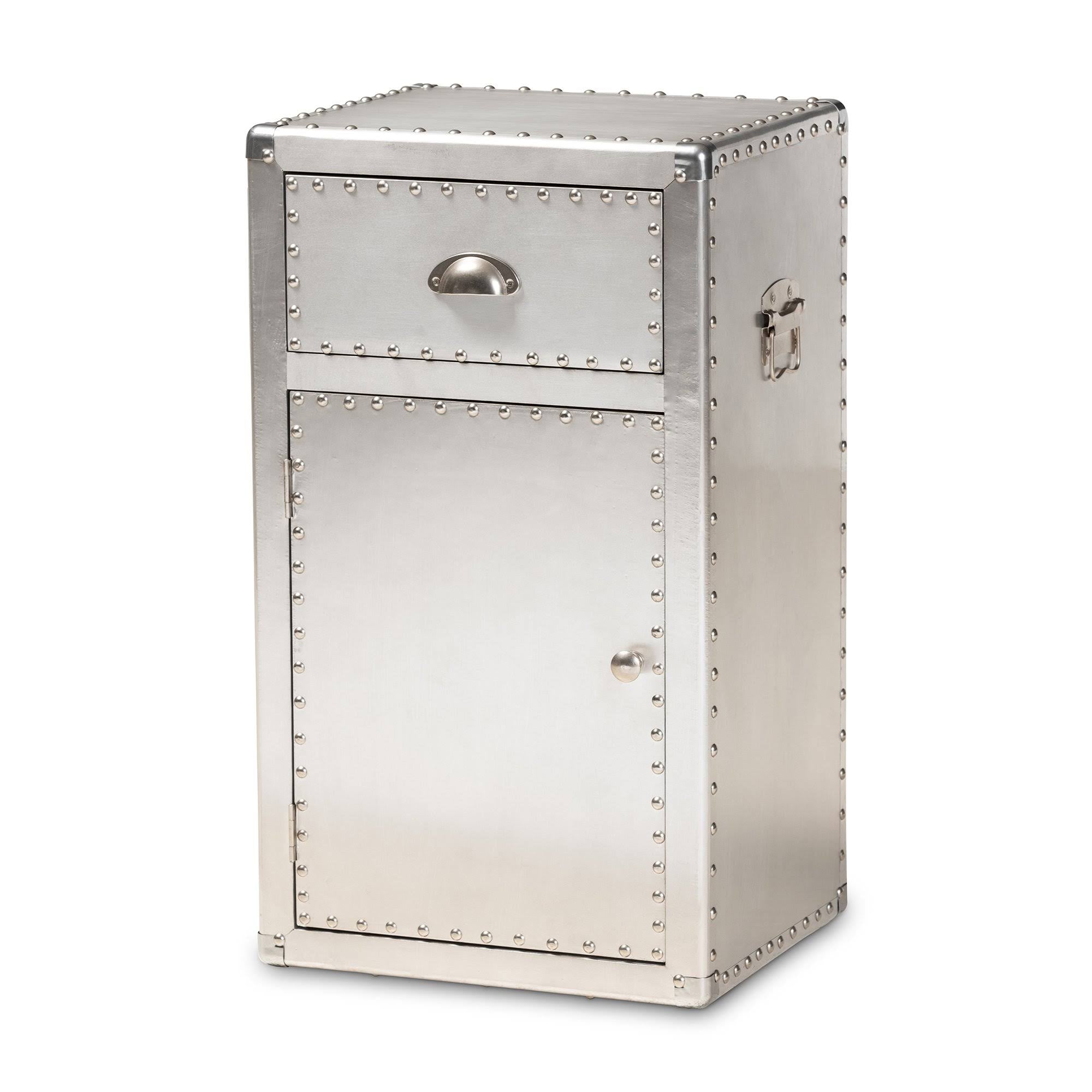 Silver 1-Door Metal Accent Storage Cabinet K88270