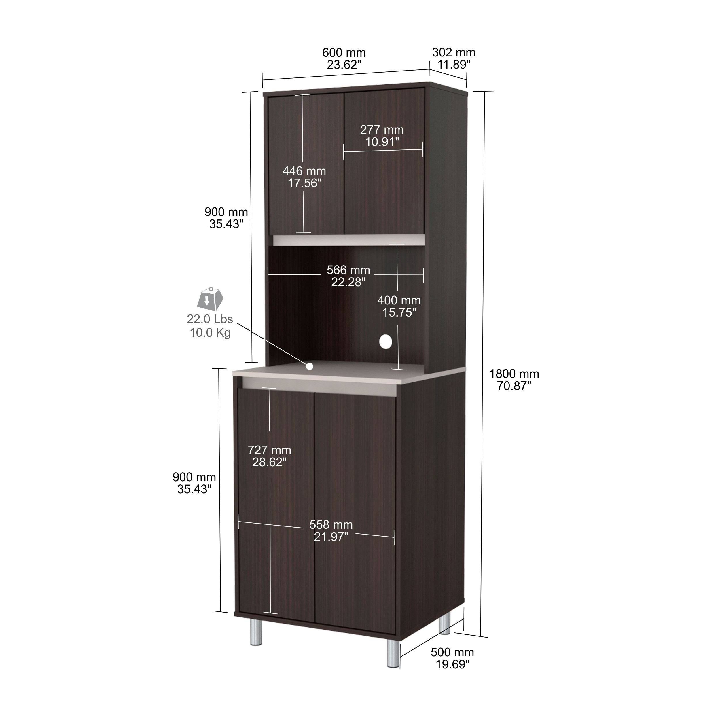 Espresso and Amber Grey 4-Door Cabinet Q28272
