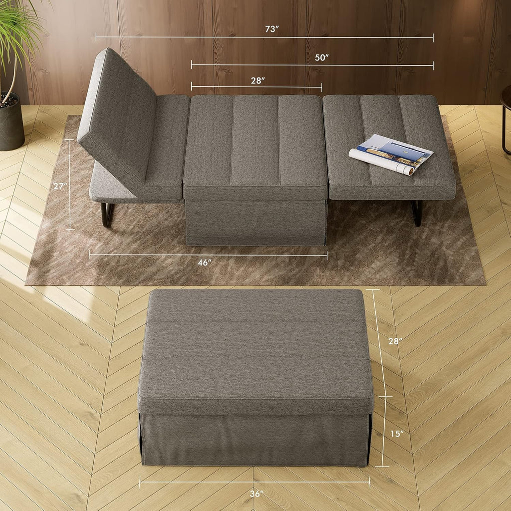 Light Gray Linen Convertible Sofa Bed J14279
