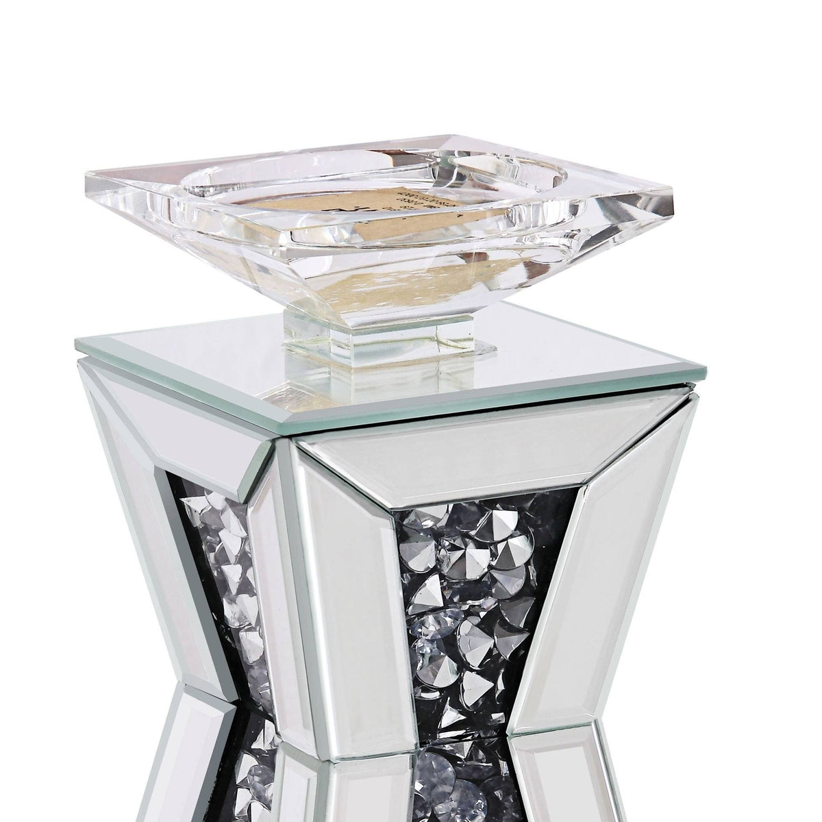 Clear Glass and Wood Candle Holder, Set of Two X17261