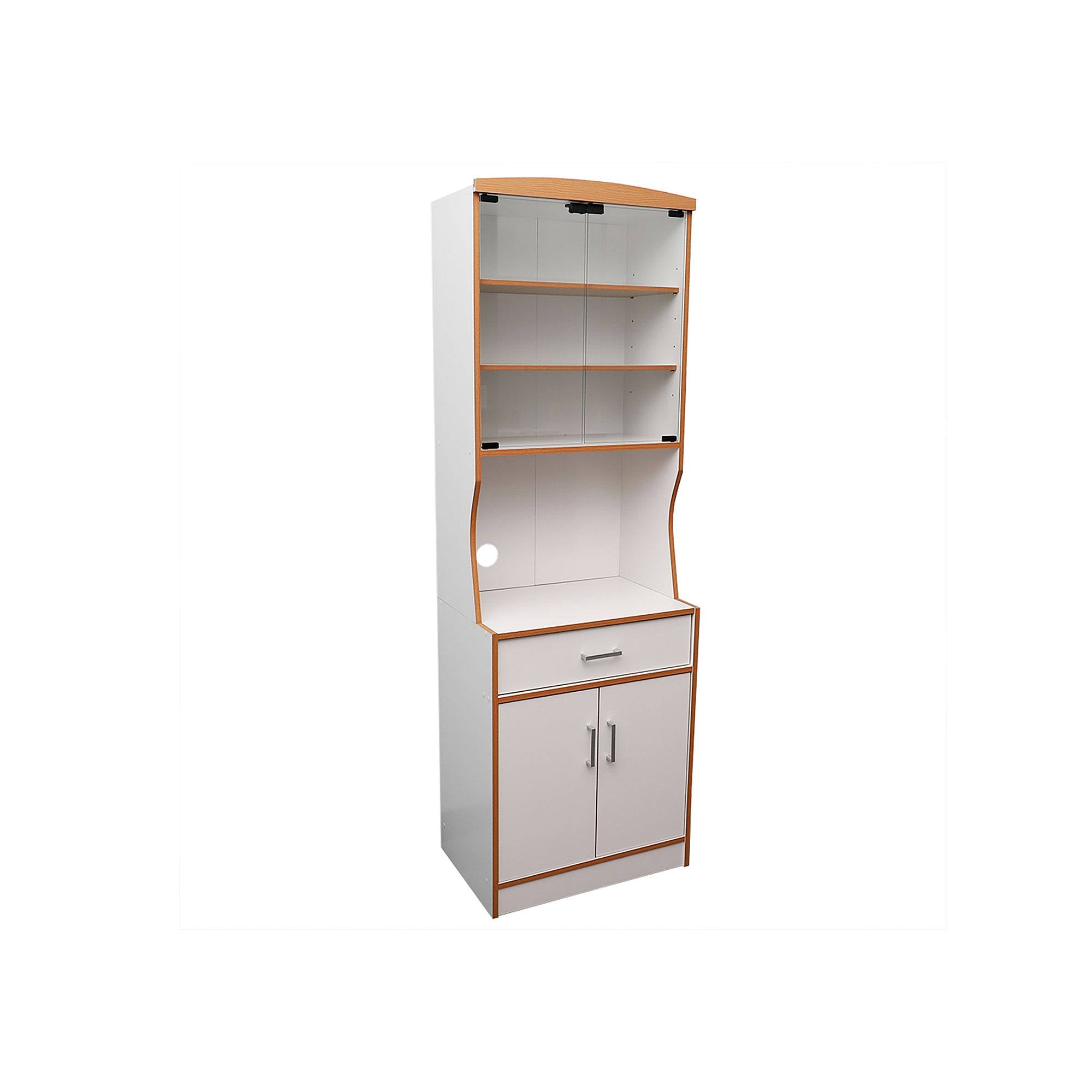 White Large Wood Microwave Cabinet C67518