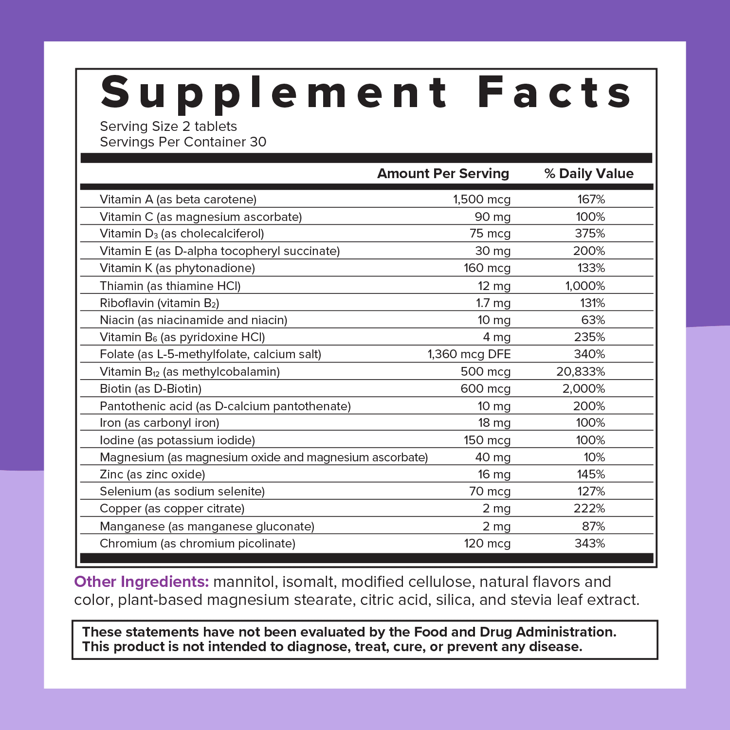 60 Fast-Dissolving Bariatric Multivitamin Tablets with Iron X356
