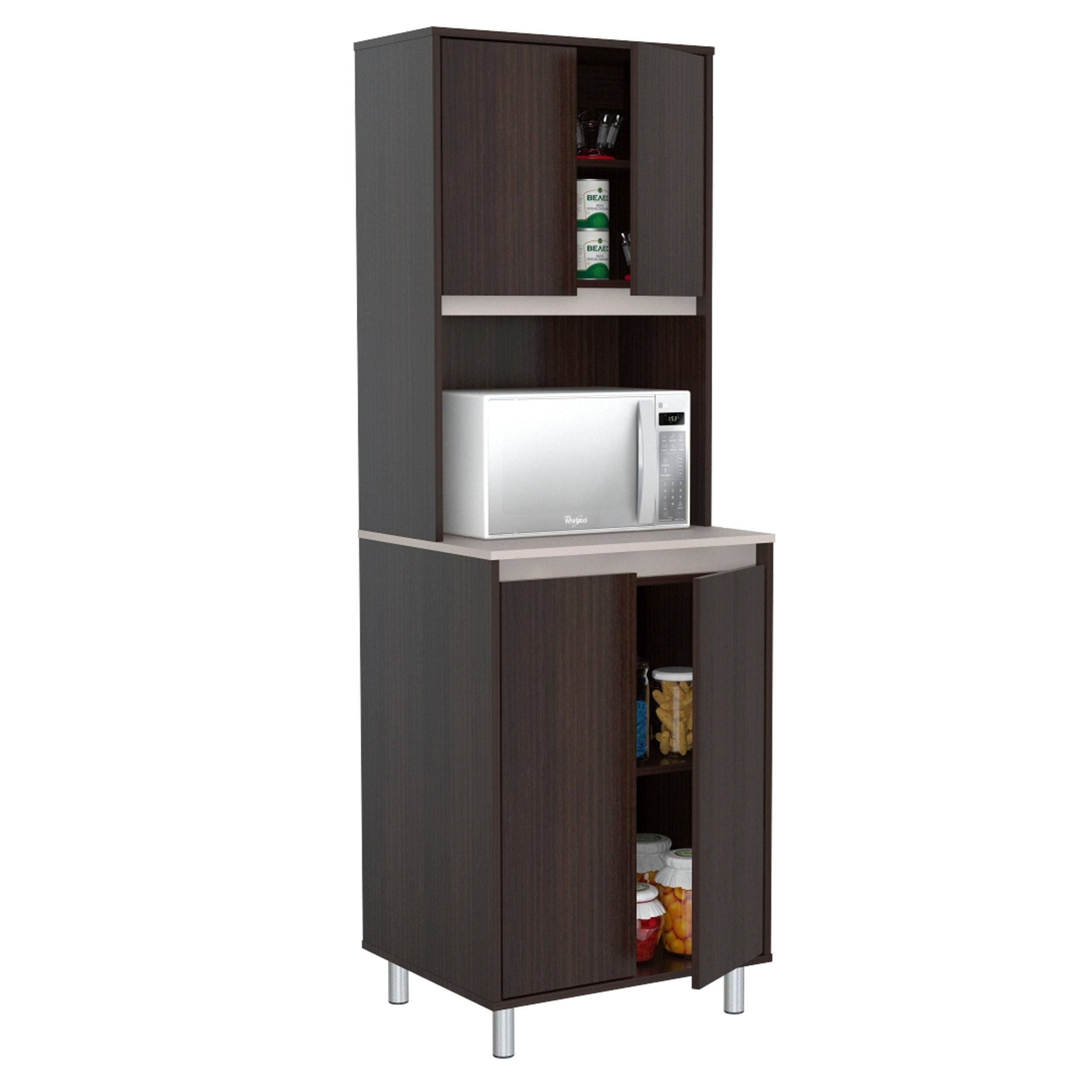 Espresso and Amber Grey 4-Door Cabinet Q28272