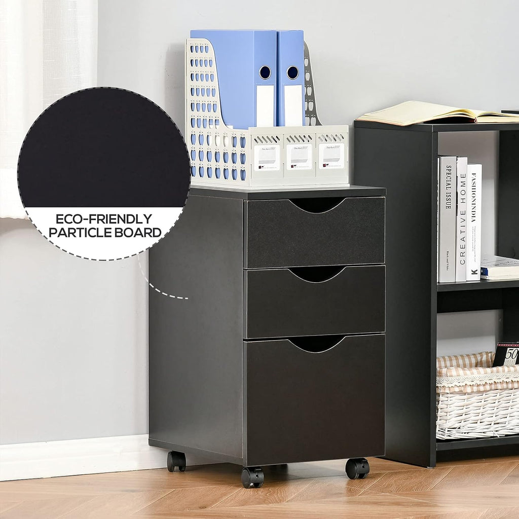Black 3 Drawer Rolling File Cabinet V56533