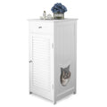 White Cat Litter Box Enclosure Pet House Q87775
