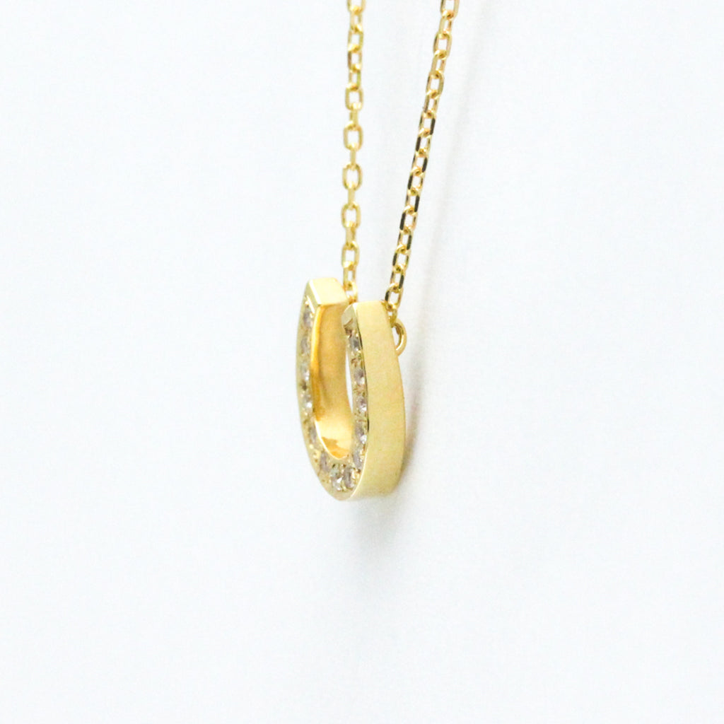 18K Yellow Gold Horseshoe Diamond Pendant Necklace Z160