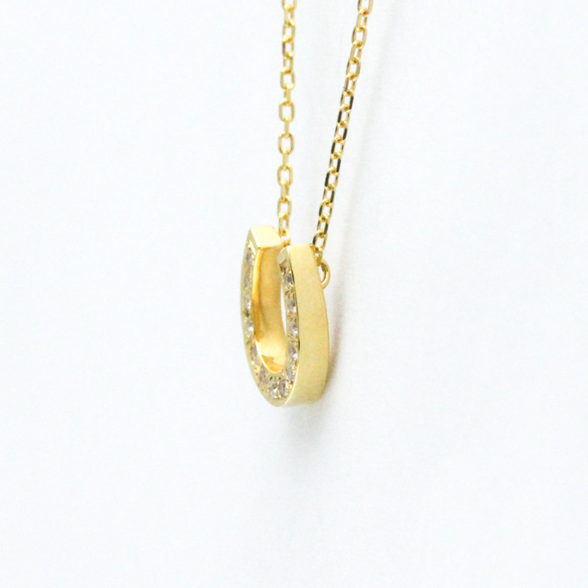 18K Yellow Gold Horseshoe Diamond Pendant Necklace Z160
