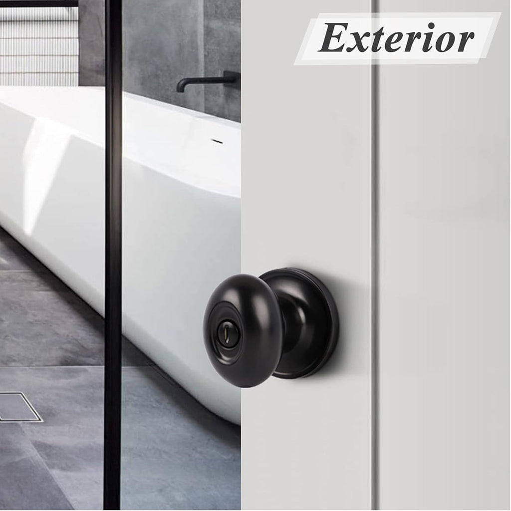 6 Pack Black Oval Privacy Door Knobs P8068