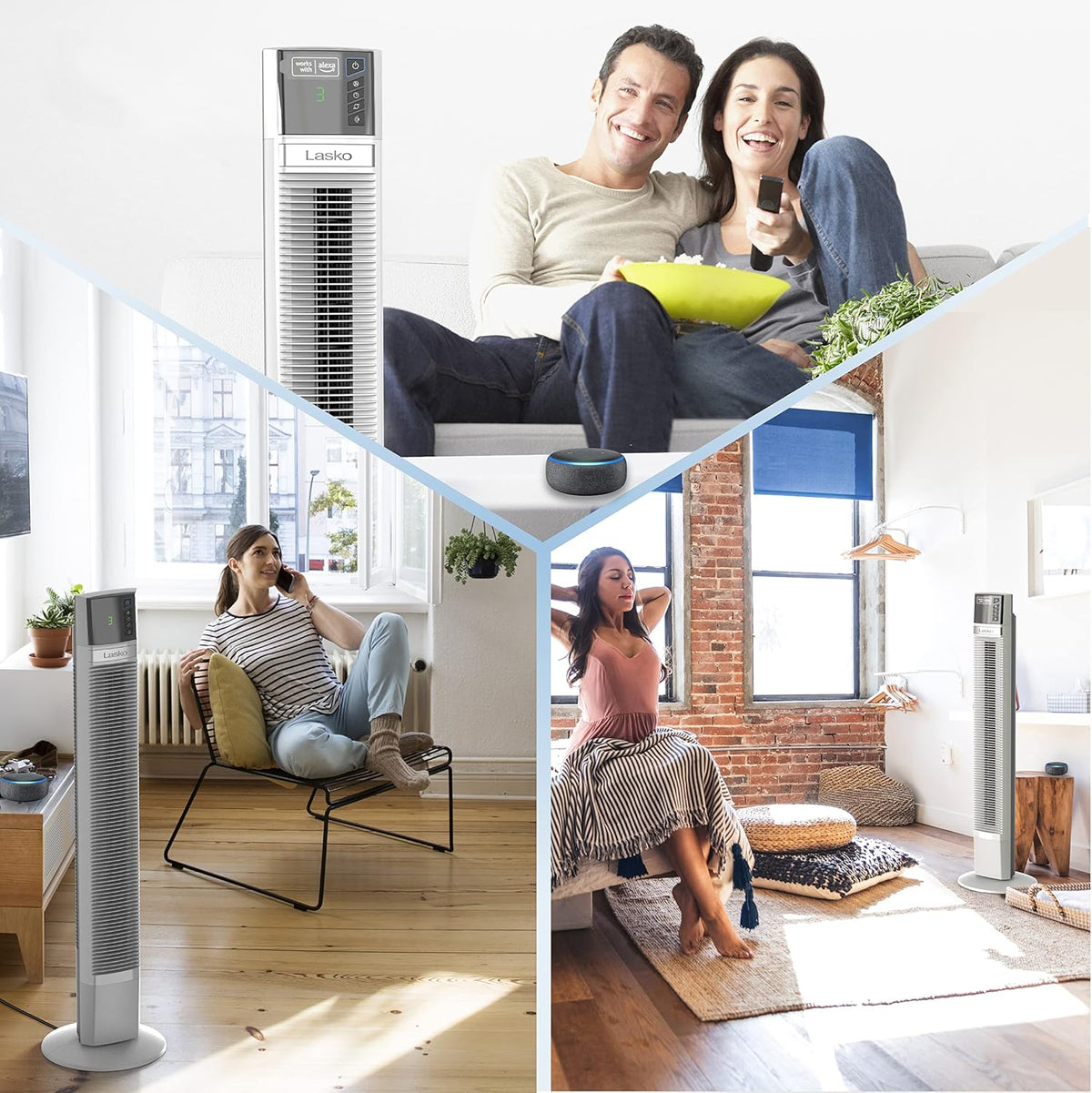 White 48” Oscillating 4-Speed Tower Fan with Timer C191426