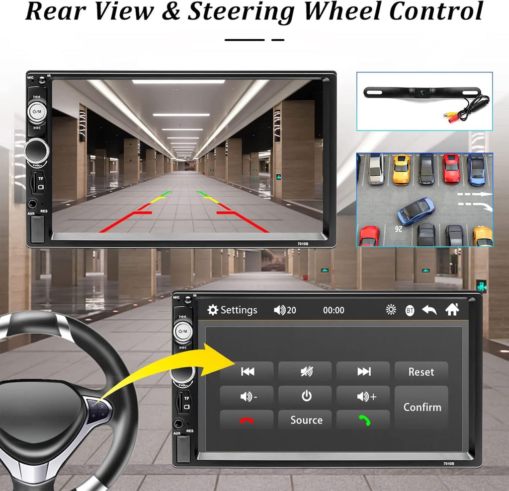7 Inch Double Din Car Stereo with Bluetooth Touch Screen Car Radio MP5 Player U504419