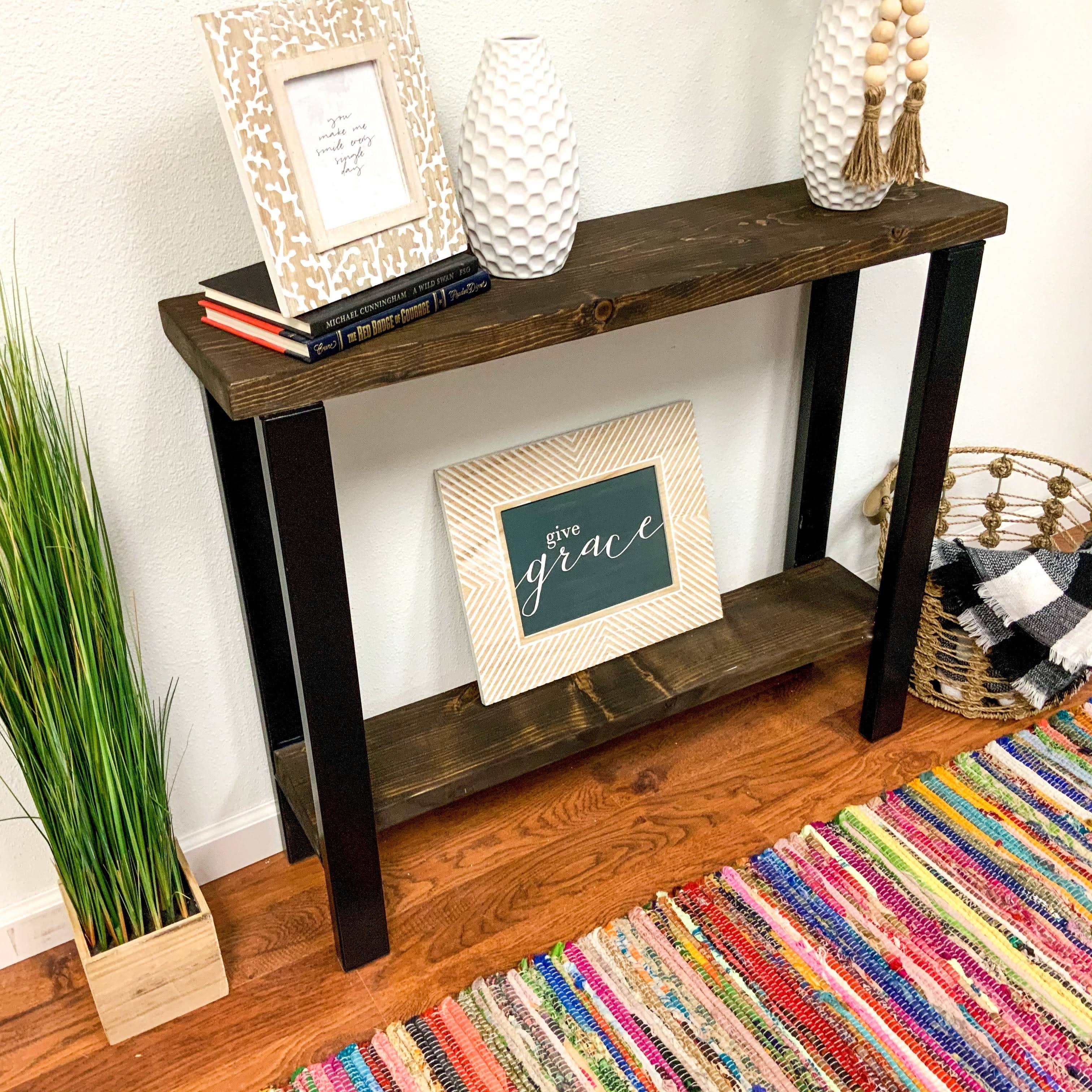 Dark Walnut Solid Wood Console Table L158