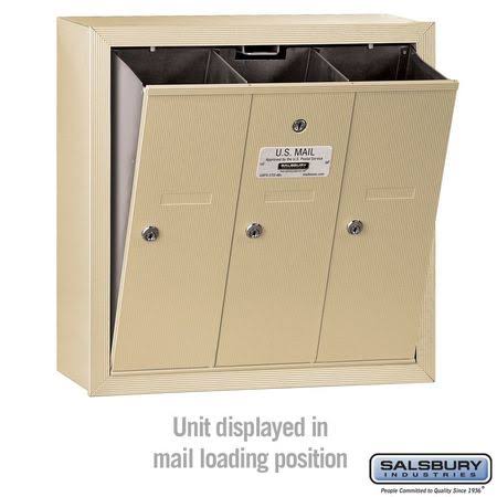 Vertical Mailbox - 3 Doors - Sandstone - Surface Mounted F473958