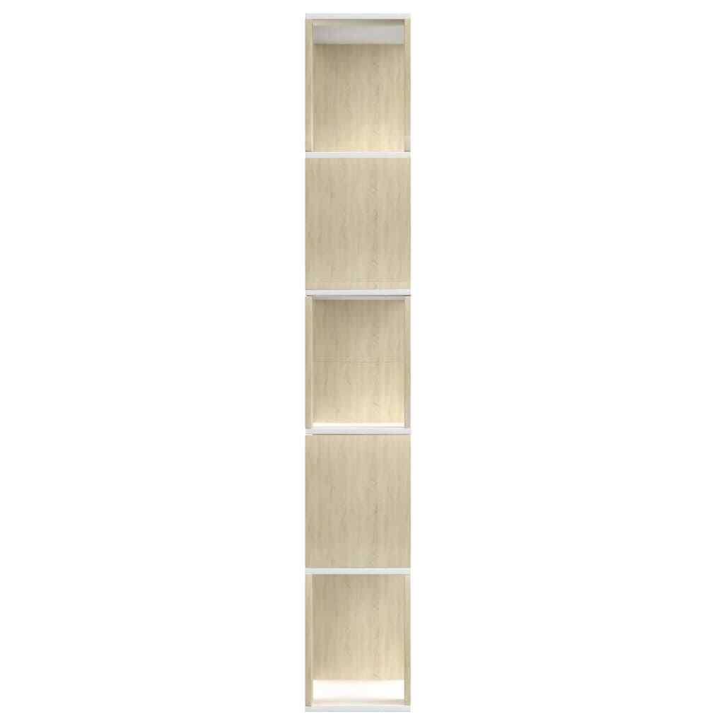 White and Sonoma Oak Book Cabinet Room Divider Chipboard F760686