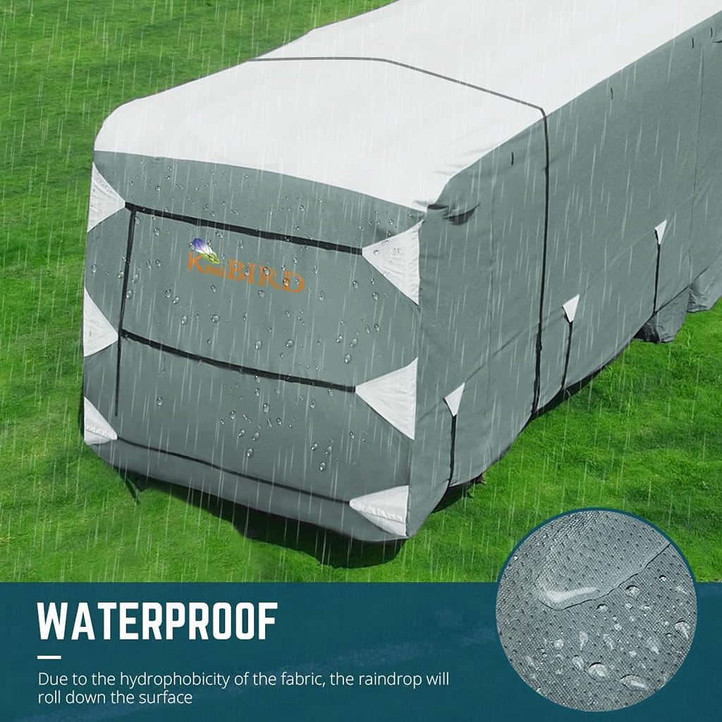 5th Wheel RV Cover with 2Pcs Extra Straps & 4 Tire Covers V3795