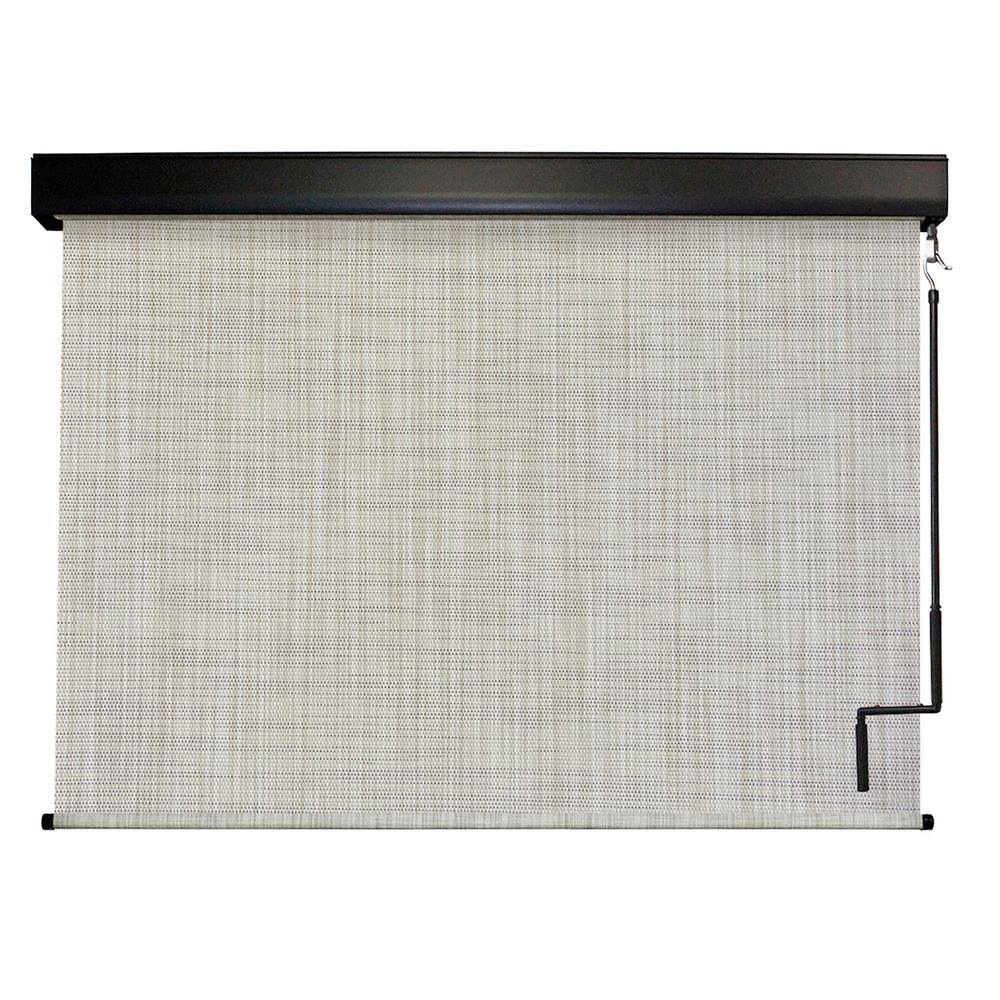 Cordless Hand Crank UV Protection PVC Exterior Roller Shade 72 in. W x 96 in. L E706
