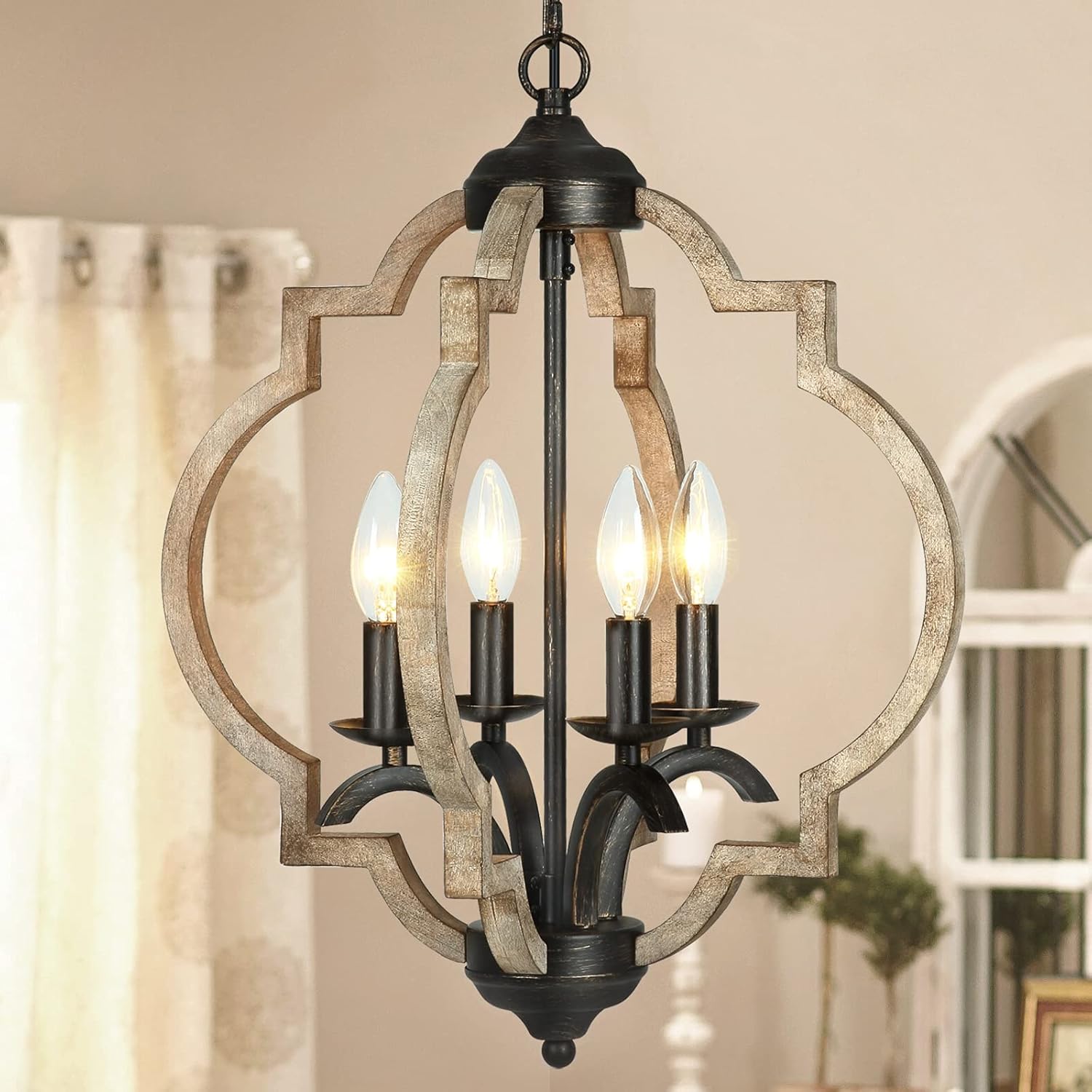 6 Light Farmhouse Chandelier with Globe Light Fixture Y469751