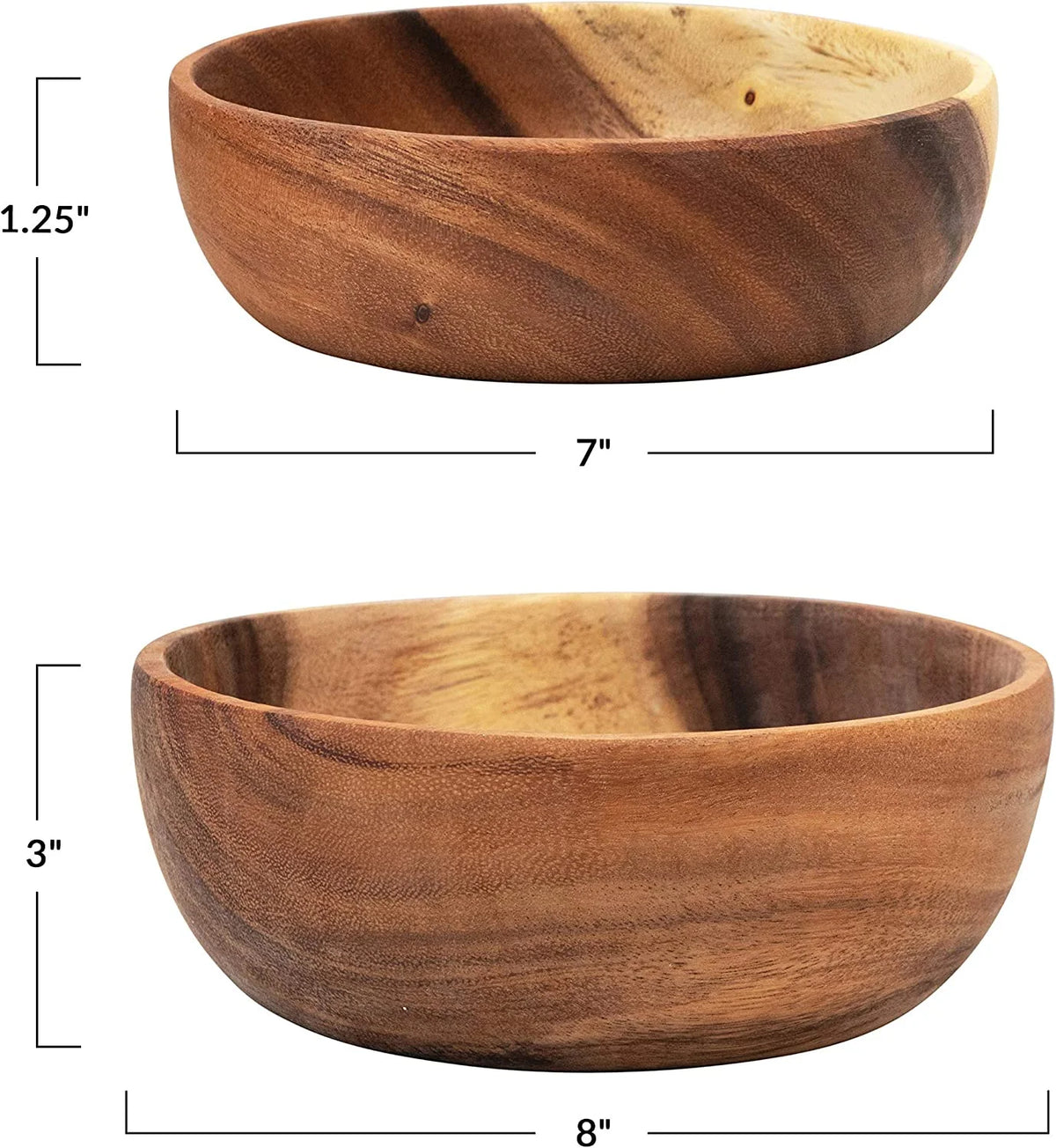 Acacia Wood Bowls, Set of 2 C53491