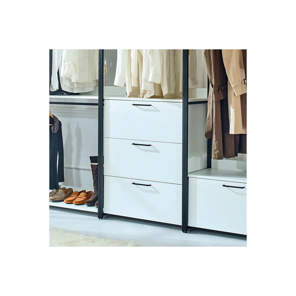 White Freestanding Wood Closet System with Metal Frame S6316