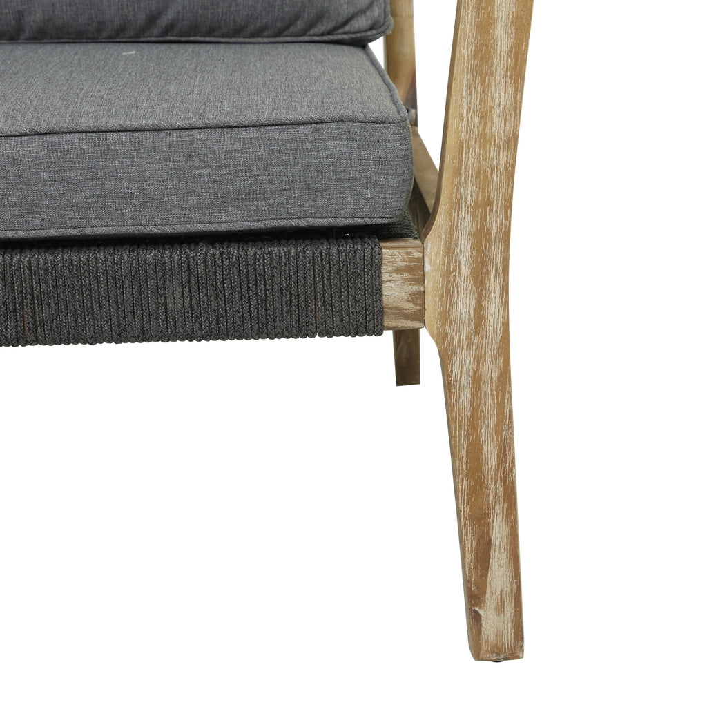 Dark Gray Wood Outdoor Sofa with Cushions E308